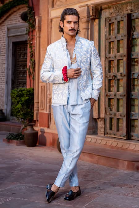 Nafs Powder Blue Dori Work Kurta Set 