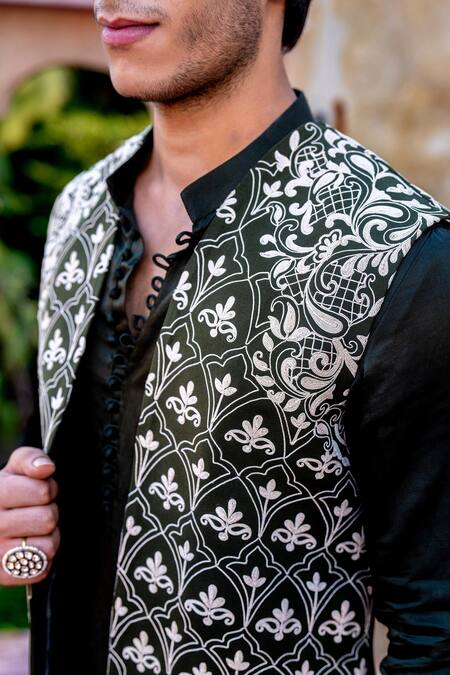 Nafs Olive Green Linen, Silk Embroidery Dori Work Bundi Set at Aza Fashions Nafs_Olive Green Linen, Silk Embroidery Dori Work Bundi Set _at_Aza_Fashions