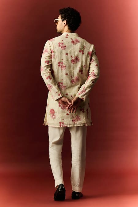 Nafs Floral Embroidered Chanderi Kurta Set 