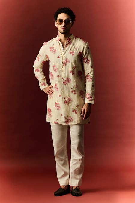 Nafs Ivory Chanderi Embroidery Floral Kurta Set Online at Aza Fashions Nafs_Ivory Chanderi Embroidery Floral Kurta Set _Online_at_Aza_Fashions