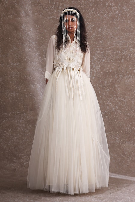 URMIL Off White Designer Skirt Set 