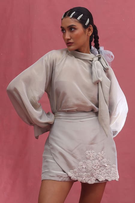 Urmil Ice Blue Designer Skirt Set 