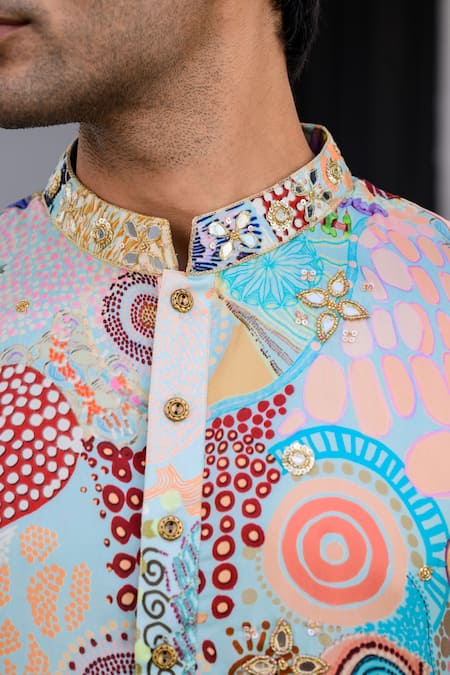 Buy_Juhi Bengani_Multi Color Organza, Cotton Sequins Printed Kurta Set 