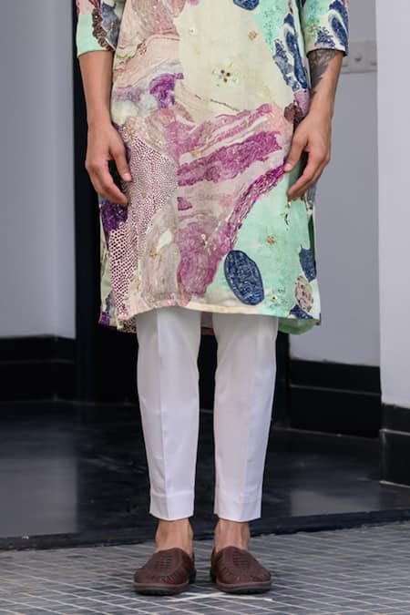 Juhi Bengani_Multi Color Organza, Cotton Embroidery Printed Kurta Set _Online_at_Aza_Fashions