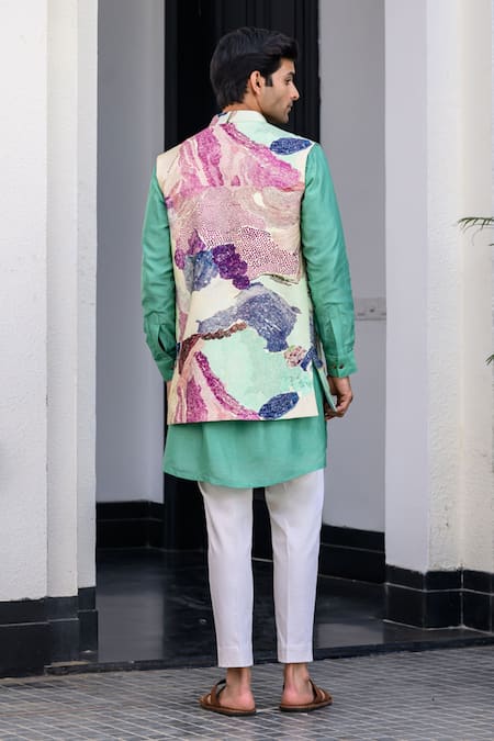Juhi Bengani Multi Colour Russian Silk Bundi Set 