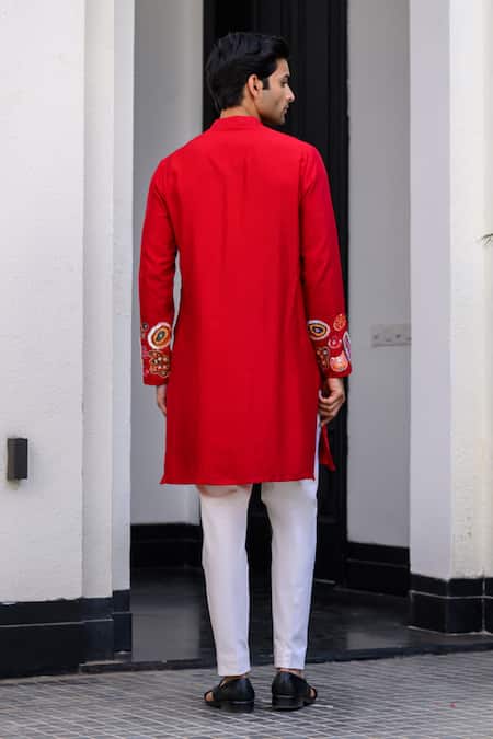 Juhi Bengani Red Embroidered Kurta Set 