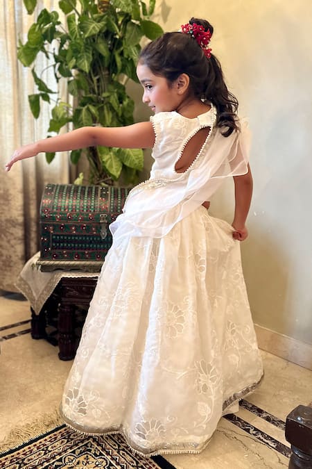 Rage Attire-Sweta Saria Flower Organza Cutwork Lehenga Set 