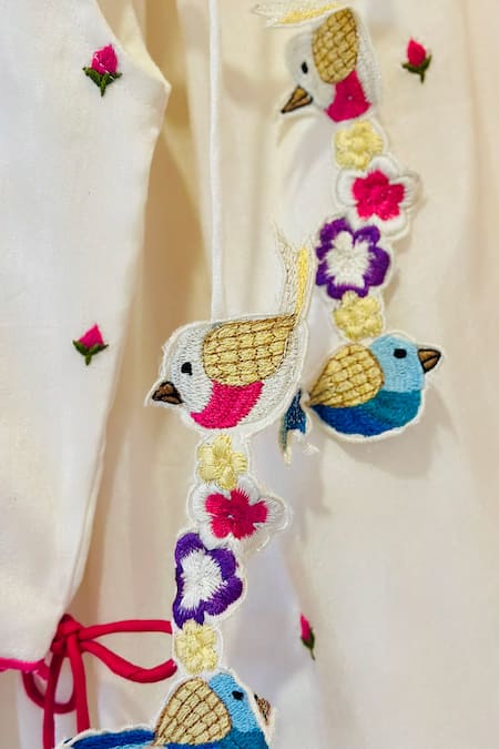 Rage Attire-Sweta Saria_Ivory Silk Tassels, Embroidery Birdcage Lehenga Set _Online_at_Aza_Fashions