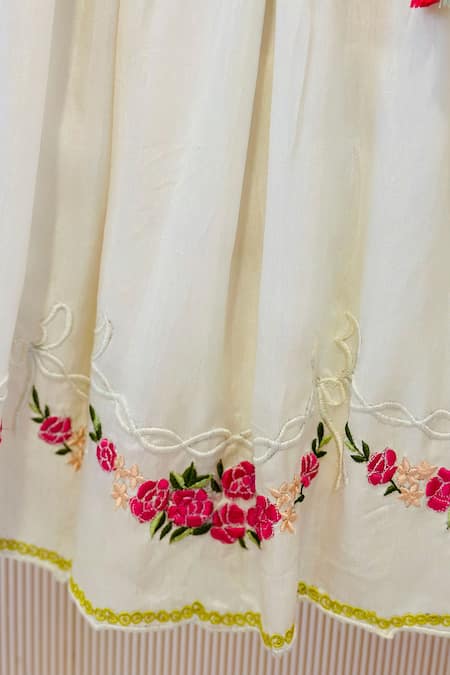 Buy_Rage Attire-Sweta Saria_Ivory Silk Tassels, Embroidery Birdcage Lehenga Set _Online_at_Aza_Fashions