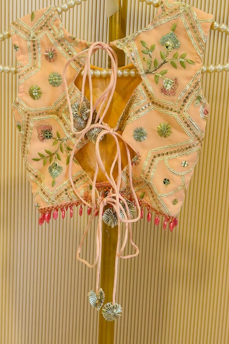 Buy_Rage Attire-Sweta Saria_Pink Georgette Beads, Embroidery Gotta Lace Hexagon Palazzo Set _Online_at_Aza_Fashions