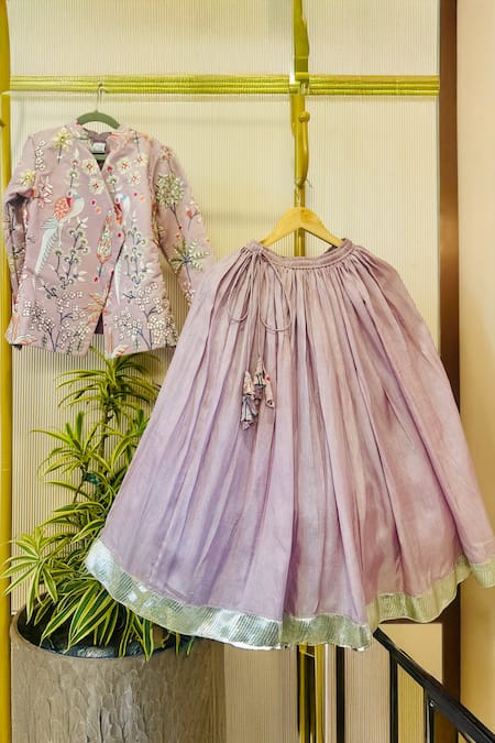 Rage Attire-Sweta Saria Flamingo Bird Jacket & Lehenga Set 