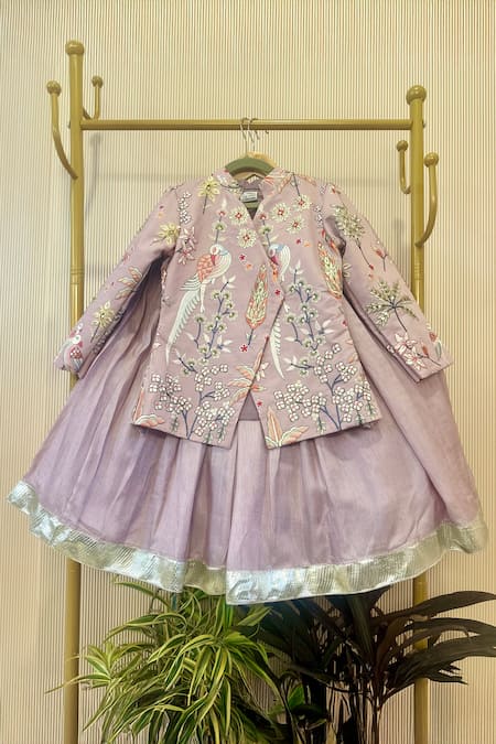 Rage Attire-Sweta Saria Flamingo Bird Jacket & Lehenga Set 