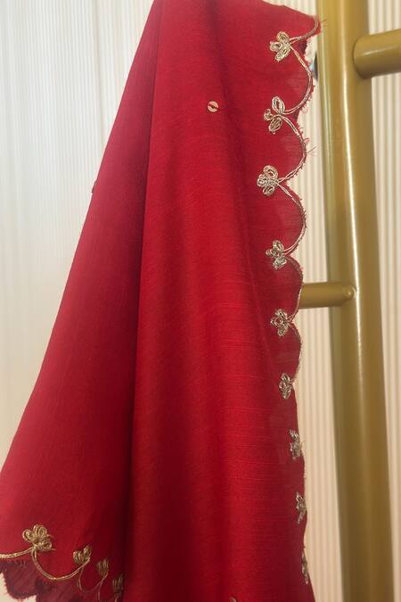 Buy_Rage Attire-Sweta Saria_Red Net Embroidery, Sequins Designer Paijali Lehenga Set _Online_at_Aza_Fashions