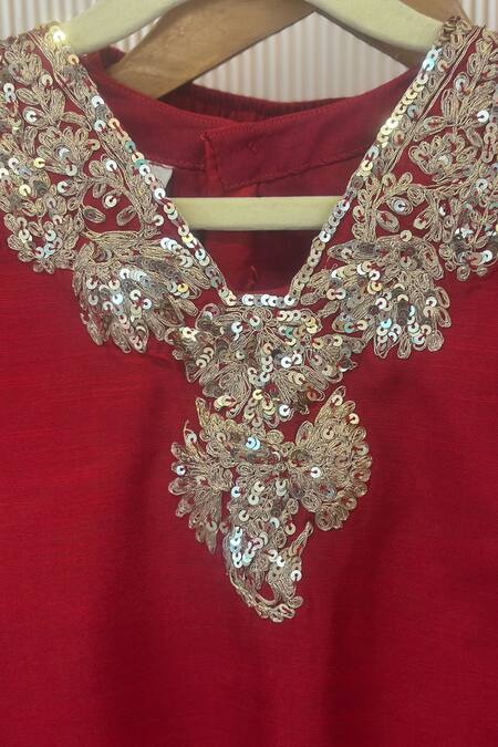 Rage Attire-Sweta Saria_Red Net Embroidery, Sequins Designer Paijali Lehenga Set _at_Aza_Fashions