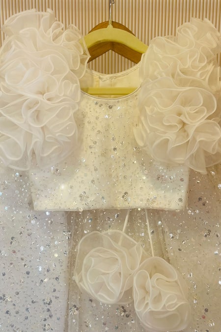 Rage Attire-Sweta Saria White Sequined Cheer Lehenga 