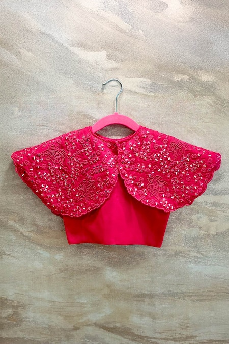 Shop_Rage Attire-Sweta Saria_Pink Mirrors Work Cape Lehenga Set _at_Aza_Fashions