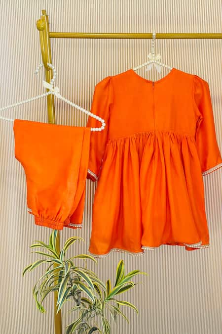 Shop Rage Attire-Sweta Saria Orange Mirrors, Beads Work Anarkali Set at Aza Fashions Shop_Rage Attire-Sweta Saria_Orange Mirrors, Beads Work Anarkali Set _at_Aza_Fashions