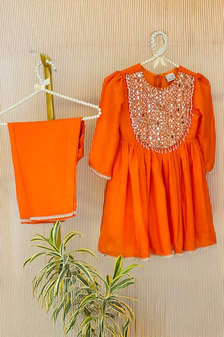 Rage Attire-Sweta Saria Orange Mirrors, Beads Work Anarkali Set Online at Aza Fashions Rage Attire-Sweta Saria_Orange Mirrors, Beads Work Anarkali Set _Online_at_Aza_Fashions