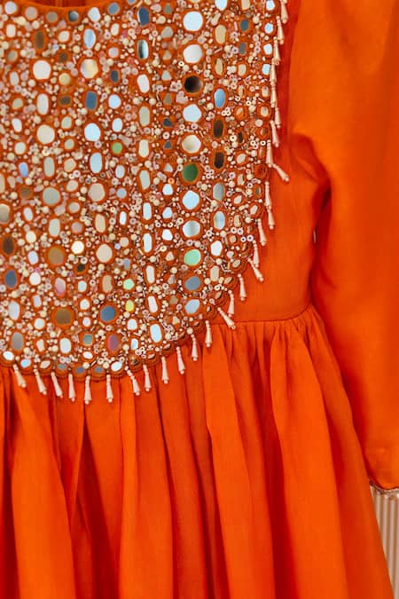 Rage Attire-Sweta Saria Orange Mirrors, Beads Work Anarkali Set at Aza Fashions Rage Attire-Sweta Saria_Orange Mirrors, Beads Work Anarkali Set _at_Aza_Fashions