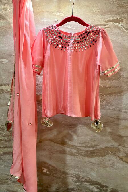 Rage Attire-Sweta Saria_Pink Sequins Elephant Bird Lehenga Set _Online_at_Aza_Fashions
