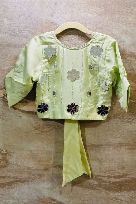 Buy_Rage Attire-Sweta Saria_Green Mirrors Flower Palazzo Set _Online_at_Aza_Fashions