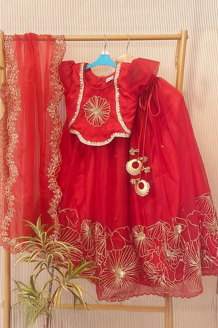 Rage Attire-Sweta Saria Scarlet Bloom Lehenga Set 
