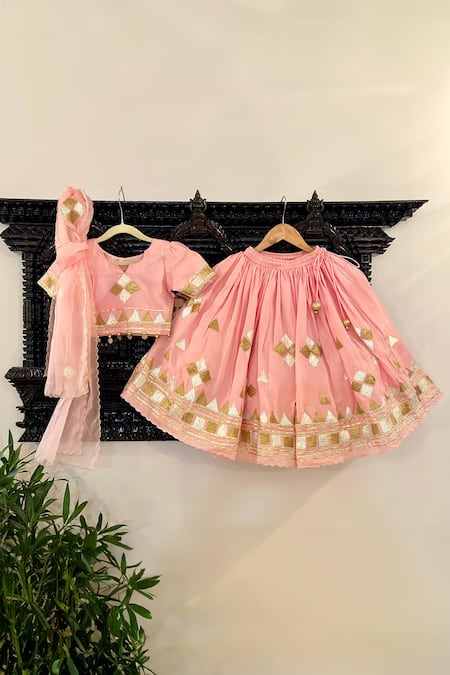 Rage Attire-Sweta Saria Triangle Gotta Lace Lehenga Set 