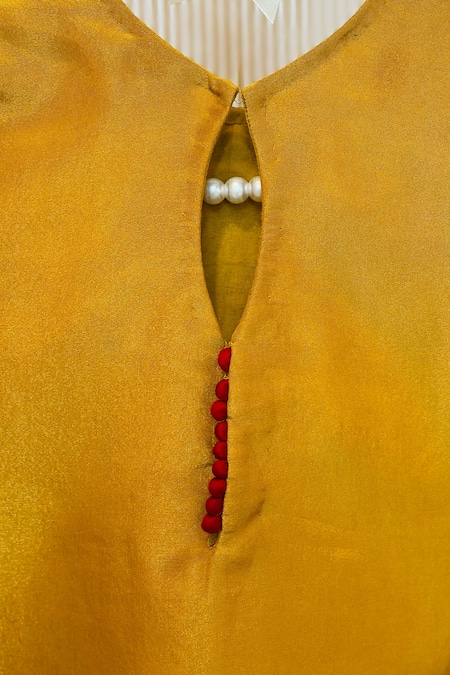 Rage Attire-Sweta Saria_Yellow Silk, Tissue Embroidery Multicolor Striped Lehenga Set _at_Aza_Fashions