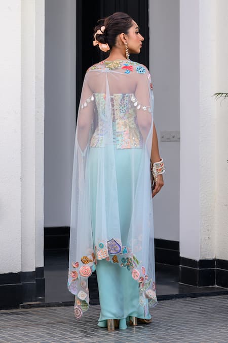 Juhi Bengani Sky Blue Fusion Style Kurta Set 