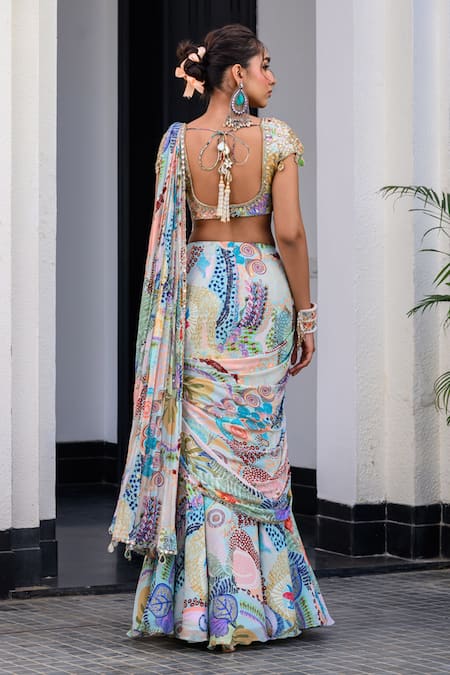 Juhi Bengani Multi Colour Pre-Draped Saree Set 