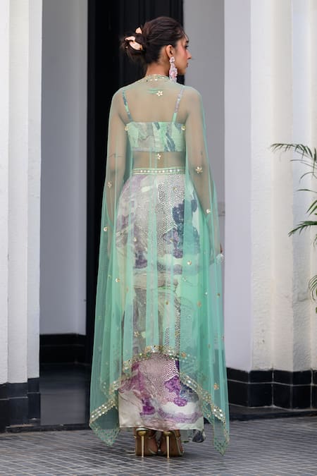 Juhi Bengani Multi Colour Designer Cape & Dhoti Set 