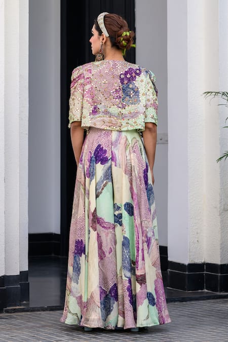 Juhi Bengani Multi Colour Designer Jumpsuit & Cape 