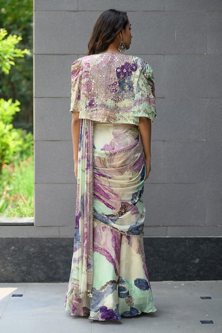 Juhi Bengani Multi-Colour Pre-Draped Saree Set 