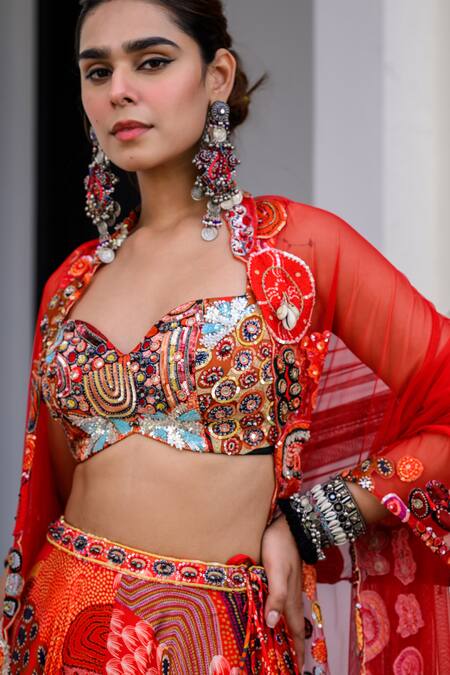 Buy Juhi Bengani Multi Color Organza, Satin, Net Sequins, Beads Embroidered Lehenga Set Online at Aza Fashions Buy_Juhi Bengani_Multi Color Organza, Satin, Net Sequins, Beads Embroidered Lehenga Set _Online_at_Aza_Fashions