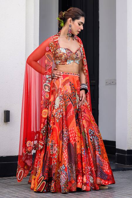 Juhi Bengani Multi Color Organza, Satin, Net Sequins, Beads Embroidered Lehenga Set at Aza Fashions Juhi Bengani_Multi Color Organza, Satin, Net Sequins, Beads Embroidered Lehenga Set _at_Aza_Fashions