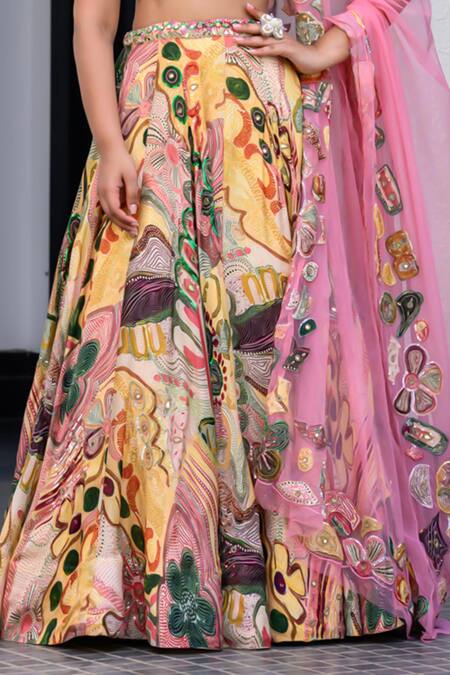 Buy Juhi Bengani Multi Color Organza, Satin, Net Sequins, Embroidery Printed Lehenga Set Online at Aza Fashions Buy_Juhi Bengani_Multi Color Organza, Satin, Net Sequins, Embroidery Printed Lehenga Set _Online_at_Aza_Fashions