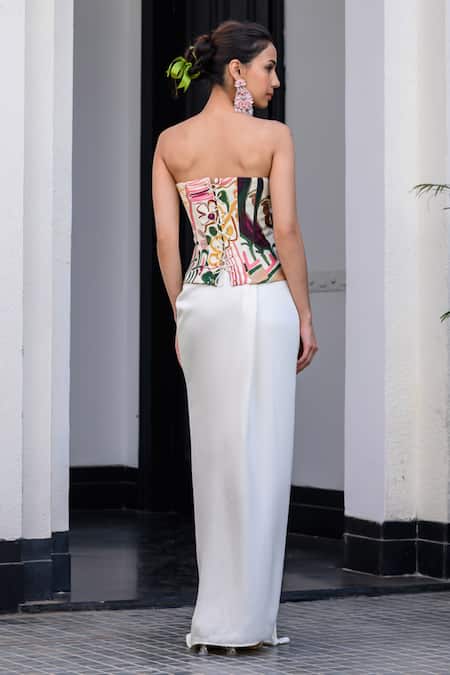 Juhi Bengani Multi Colour Fusion Corset & Skirt Set 