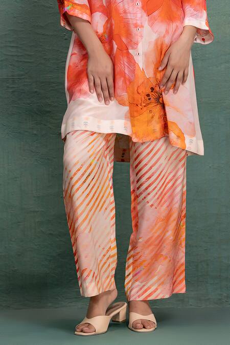 Shop Kahani Lush Beige Cotton Collared Printed Kurta And Pant Set Online at Aza Fashions Shop_Kahani Lush_Beige Cotton Collared Printed Kurta And Pant Set _Online_at_Aza_Fashions