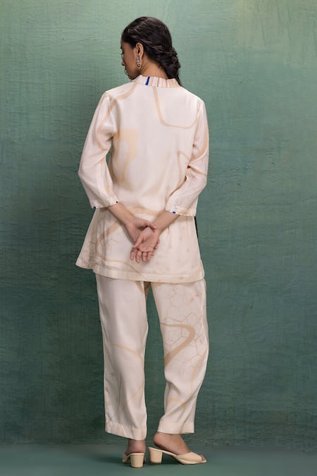 Kahani Lush Digital Print Beige Pant Set 