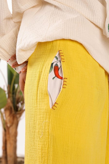 Shop_Nikasha_Cream Cotton Embroidery Turtle Neck Chilly Seersucker Shirt _Online_at_Aza_Fashions