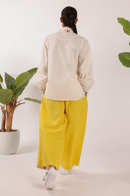 Nikasha Cream Chilly Embroidered Seersucker Shirt 