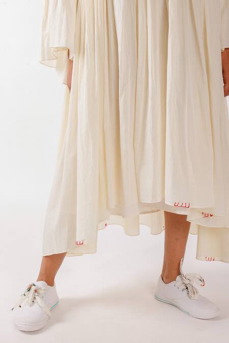 Nikasha Cream Cotton Embroidery Round Neck Asymmetric Chilly Dress Online at Aza Fashions Nikasha_Cream Cotton Embroidery Round Neck Asymmetric Chilly Dress _Online_at_Aza_Fashions