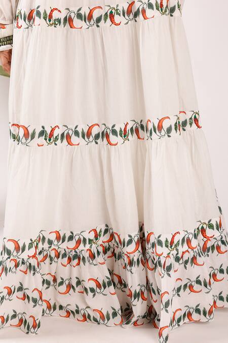 Nikasha Off White Cotton Embroidery High Neck Chilly Maxi Dress at Aza Fashions Nikasha_Off White Cotton Embroidery High Neck Chilly Maxi Dress _at_Aza_Fashions