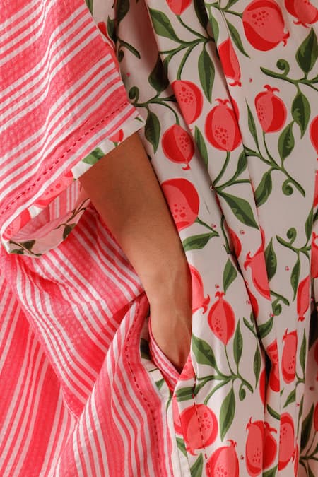 Buy Nikasha Multi Color Cotton V-neck Pomegranate Print Kaftan Buy_Nikasha_Multi Color Cotton V-neck Pomegranate Print Kaftan