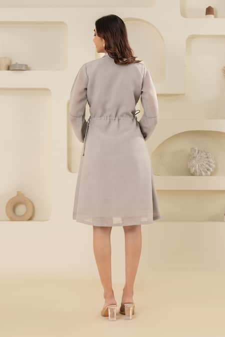 Savaaya Grey Linen Blend Designer Dress 