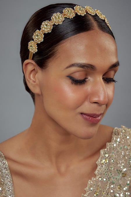 Vivinia By Vidhi Mehra Gold Kundan Polki Mathapatti 