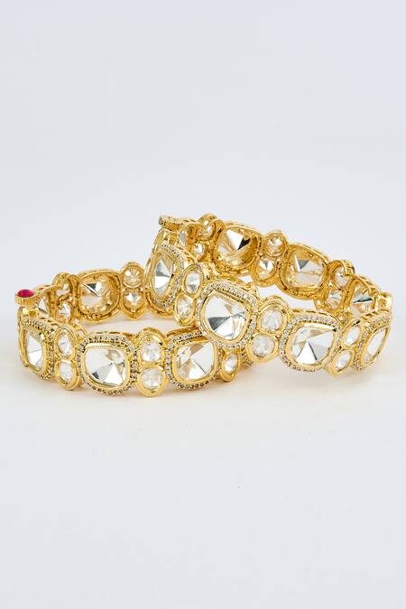 Buy Vivinia By Vidhi Mehra Gold Plated Kundan Polki Adjustable Bangles Online at Aza Fashions Buy_Vivinia By Vidhi Mehra_Gold Plated Kundan Polki Adjustable Bangles _Online_at_Aza_Fashions