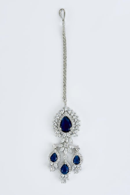 Vivinia By Vidhi Mehra Silver Plated Zari And Blue Designer Jewellery Set Online at Aza Fashions Vivinia By Vidhi Mehra_Silver Plated Zari And Blue Designer Jewellery Set _Online_at_Aza_Fashions