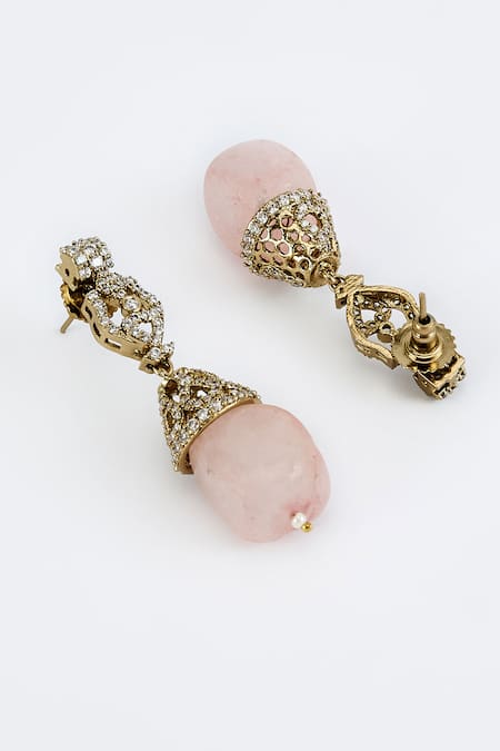 Buy_Vivinia By Vidhi Mehra_Gold Plated Pearls And Pink Jewelry Set _Online_at_Aza_Fashions