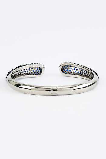 Vivinia By Vidhi Mehra Silver Plated Zari Designer And Blue Zircon Bangle Online at Aza Fashions Vivinia By Vidhi Mehra_Silver Plated Zari Designer And Blue Zircon Bangle _Online_at_Aza_Fashions